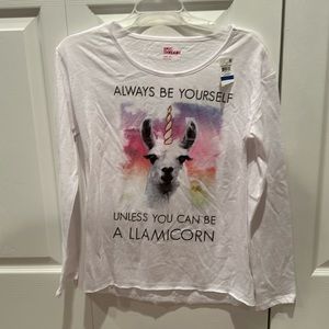 Epic Threads white Llamacorn long sleeve shirt